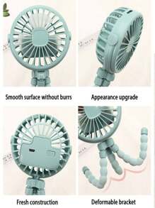 Mini Octopus Fan For Baby Stroller 3 Speed Adjustment 500mAh Office Room And Car - Teal Blue - View 6