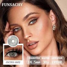 FUNSACHY 1 对系列灰色自然隐形眼镜大眼睛蓝色/绿色隐形眼镜韩国隐形眼镜年度使用眼部美容化妆万圣节服装角色扮演 - 年拋 - 查看 3