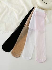 4条装女婴星形提花踩脚裤，弹力舞蹈紧身裤，适合夏季穿着 - 彩色 - 查看 4