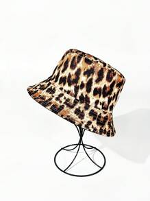 1 buc. Pălărie de găleată unisex de primăvară/vară cu imprimeu leopard, stil nou retro european și american, îmbrăcăminte versatilă pe două fețe, pălărie de soare ocazională la modă de stradă pentru uz zilnic