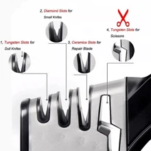 NetHong 4-In-1 Sharpener Professional Scissors Knife Adjustable NonSlip Kitchen Tool - Black - View 4