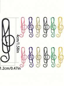 10/20pcs Note Paper Clip Music Office Accessories Desk Bookmark Office School Notebook(Random Style),Back To School,School Supplies - Multicolor - View 9