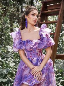 Váy dạ hội trễ vai thanh lịch Faeriesty Luxe, buộc dây sau lưng, xẻ tà cao – Hoàn hảo cho các buổi dạ hội, đám cưới, sự kiện thảm đỏ, bữa tối trang trọng, vũ hội từ thiện - Màu tím - Xem 8