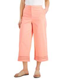 Charter Club Ladder-Stitch Wide-Leg Culottes - Pink - View 1