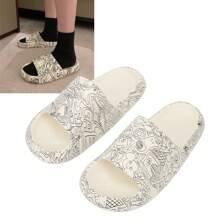 Ontario Women's Thick-Soled Sandals Graffiti Print Slippers Distinctive And Fashionable Slippers - 白色 - 查看 1