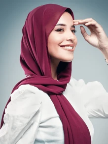 1 件装女士纯色围巾发饰，雪纺头巾，适合日常休闲穿着，适合沙特阿拉伯女性头巾/面纱面纱服装、长袍配饰