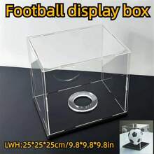 Estuche de exhibición de acrílico premium para artículos de recuerdo deportivos - Perfecto para balones de baloncesto, fútbol, fútbol americano, golf y tenis con base redonda adicional - Base negra - Ver 22