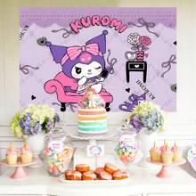 Sanrio 1 Pezzo Di Sfondo Decorativo Per Festa Di Compleanno A Tema cartoni animati Kuromi Viola Di Sanrio, Decorazioni Per Doccia, Decorazioni Per Camera Da Letto, Telo Da Parete, Sfondi Fotografici, Dimensioni 210 x 150 x 100 cm / 100 x 75 cm