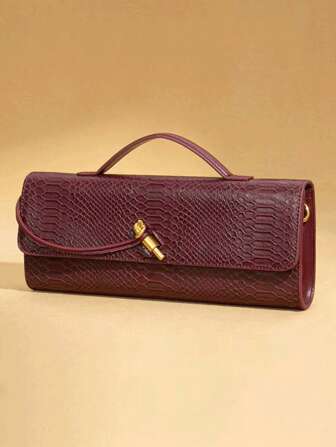 时尚经典百搭鳄鱼防水面料手提包。方形包，金属装饰设计单肩包，可斜挎，适合旅行购物、通勤上班、聚会、派对、约会。，女士包包优雅、奢华