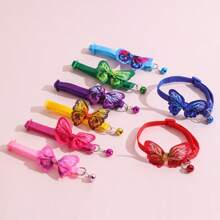 5pcs Bow-Knot Decor Pet Collar Butterfly Design Polyester Pet Collar Suitable For Cats And Small Dogs, Indoor/Outdoor Use