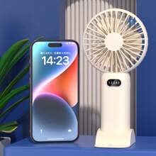Portable Rechargeable Mini Fan For Hand Or Table 5 Speeds With Quality - 米色 - 查看 3