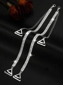 2pcs/Pair Adjustable Rhinestone Bra Straps Anti-Slip Metal Shoulder Straps Bra Accessories For Women Wedding Bikini Dress Bra Straps For Rave - Multicolor - View 9