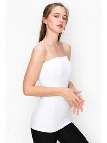 KURVE SEAMLESS LONG TUBE TOP - White - View 2