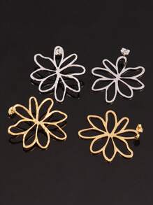 1pair Stainless Steel Big Flower Stud Earrings For Women Fashion Gold Silver Color Flower Pendant Earring Valentines Jewelry