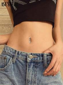 BESTEEL 1 buc Inele de burtică fals Piercing pentru buric fals pentru femei Piercing pentru buric fals Piercing pentru buric fals Inel pentru buric fals din oțel inoxidabil fără piercing