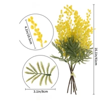 5pcs Artificial Mimosa Flowers For Wedding, High-End Fake Flowers For Home Decor, Holiday Romantic Flowers, Slightly Shedding Pollen, Suitable For Wedding, Dry Flowers - Yellow - View 9
