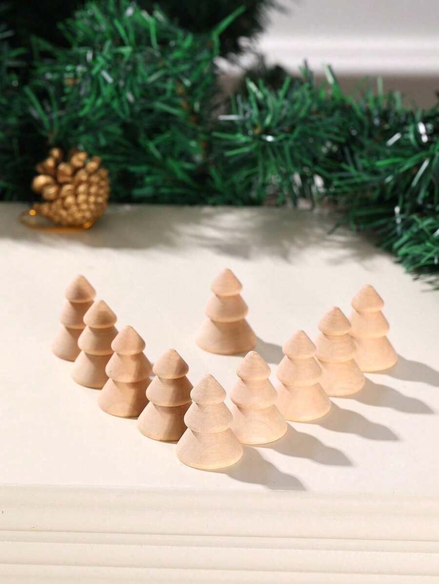 1/5/10 piezas Huevos de Pascua de madera DIY, Decoraciones de fiesta de Pascua, Adornos de huevos lindos, Juguetes ovalados de madera hechos a mano para decoración DIY - Multicolor - Ver 1