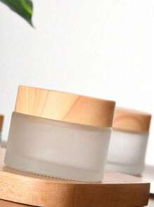 1/4 件玻璃罐护肤眼霜罐可再填充瓶化妆品容器带木纹盖，客厅家居卧室浴室家居装饰，旅行用品，婚礼，派对，生日，送给男士妈妈爸爸朋友的礼物，新年，配饰，有趣的礼物 - 彩色 - 查看 5