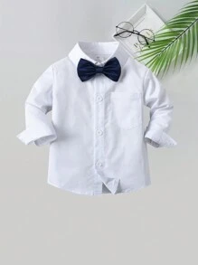 3 件套男婴绅士服装套装：白色长袖衬衫配领结 + 灰色背心和裤子，适合生日派对、婚礼、洗礼、1 岁生日 - 灰色 - 查看 6