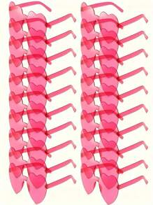 10pcs Heart Shaped Frameless Fashion Plastic Glasses, Suitable For Weddings, Parties, Valentine's Day, Photography Props, Unisex Decorative Eyewear For Holidays, Anniversaries, General Use - Fashionable Frameless Party Glasses, Suitable For Ladies, Red, Pink And Rose Red