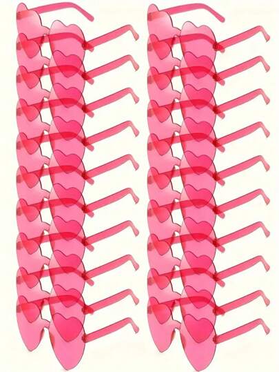 10 piezas Gafas de plástico con forma de corazón sin marco, adecuadas para bodas, fiestas, San Valentín, accesorios fotográficos, anteojos decorativos unisex para fiestas, aniversarios y uso general - Gafas de fiesta sin marco de moda, adecuadas para damas, en rojo, rosa y rojo rosa