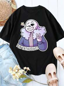 Queen Sans T-Shirt Undertale Sans Skeleton Gaming Puns For Women - 黑色 - 查看 1
