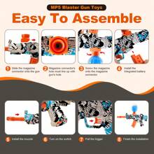 MP5 High Speed Automatic Gel Balls Gun Toys! Upgraded Electric Water Bullets Blaster Toys, Perfect For Outdoor Yard Activities Team Shooting Game, Adapt As Birthday And Holidays Gifts - BLUE MP5 - View 4