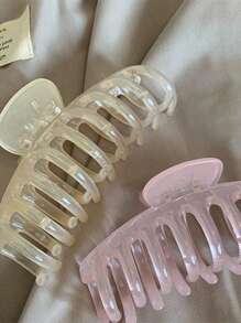 2pcs/1pc 11cm/4.33in Glossy Pink, Yellow Plastic Claw Clips For Women, Lightweight, Versatile, Elegant, Simple Style, Plain Hair Clips Accessories Suitable For Daily, Casual, Party, Commute, Travel, Bun, Ponytail, Face Washing, Makeup, Outfit Matching