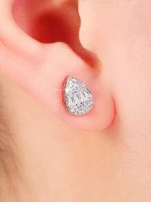 一对时尚立方氧化锆耳钉，女士婚礼订婚周年纪念派对珠宝情人节礼物 - 1# - 查看 4