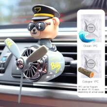 Wind Rotating Propeller Cool Fun Bear Pilot Car Air Fresheners Cartoon Dog Husky Vehicle Air-Conditioning Vent Clip Perfume Airplane Automotive Fragrance Diffuser Aromatherapy Ornaments Fan Aroma Pendant Windmill Outlet Interior Accsesories Decorations For Men Scent Flavor Fresh Smell Gifts Birthday Graduation