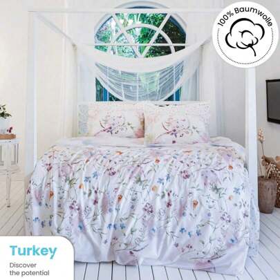 2/3-teiliges Bettwäsche-Set | Elegantes Blumenmuster | Bettbezug + Kissenbezüge | Perfekt für Zuhause & Studentenwohnheim | Modernes Wohnen | Ganzjährig geeignet