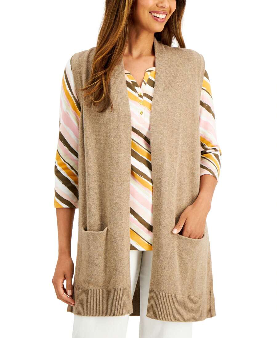 Karen Scott Petite Duster Vest | SHEIN USA