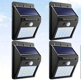 太阳能户外灯超亮运动传感器户外灯易于安装太阳能灯适用于室外、前门、庭院、车库、花园、露台、甲板（4 件装）