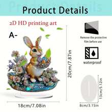 1 件可爱的复活节兔子桌面装饰装饰，2D 亚克力适合公司办公桌、家庭室内装饰、庭院花园装饰等场景，是送给家人和朋友的理想礼物 - 兔子-擺飾 - 查看 8