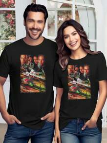 Lovers' Fast Furious Vintage Mashup T-Shirt Brian O'Conner Tokyo Drift 2 Fast 2 Furious - 黑色 - 查看 1