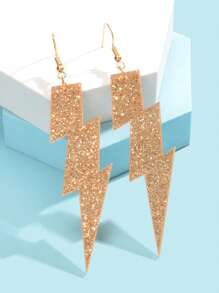 1 对时尚亮片装饰金色闪电闪亮亚克力吊坠耳环派对夜间外出珠宝