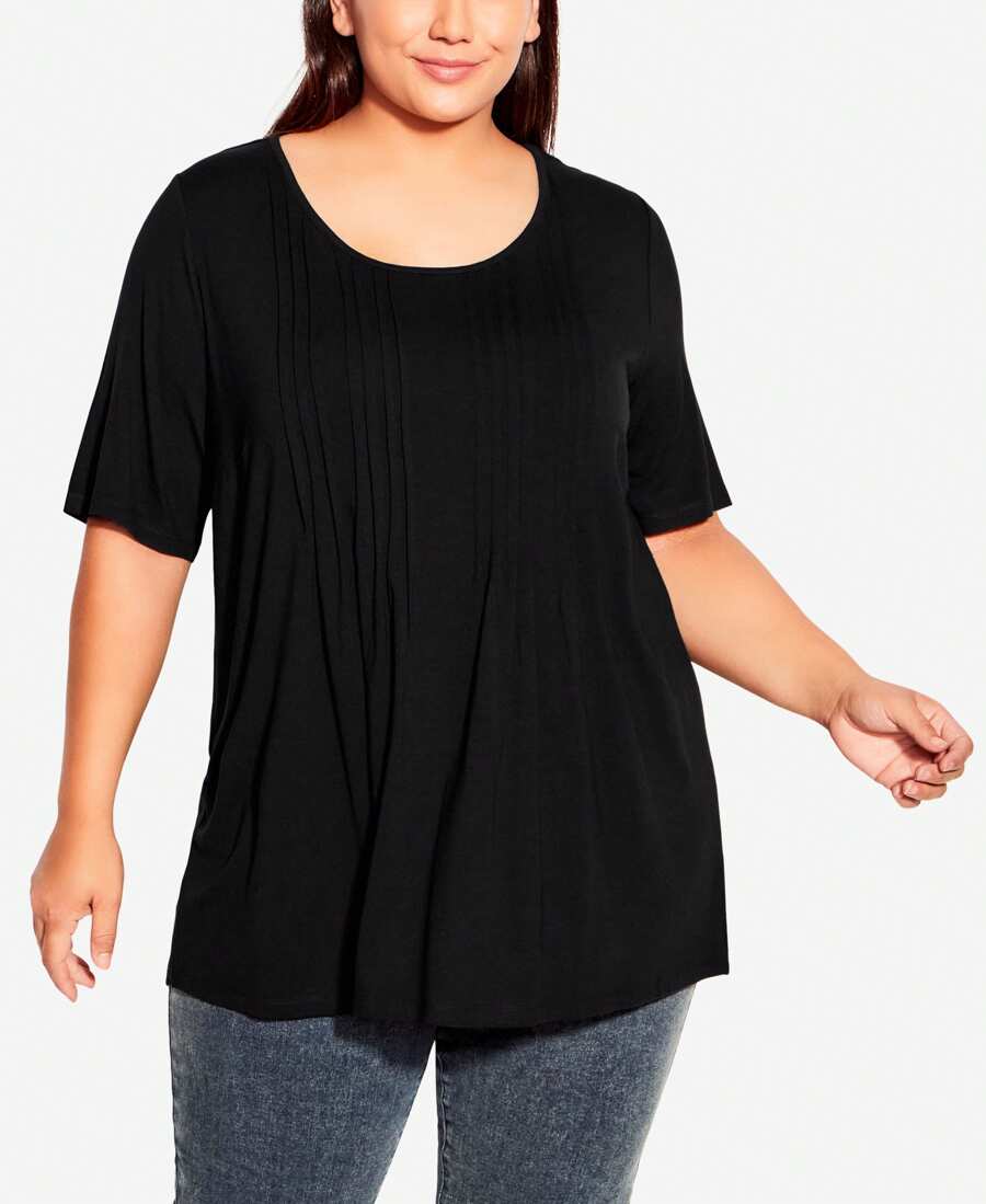 Plus Size Knit Pleated Top