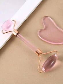 1/2 Pezzi Attrezzo di massaggi facciali Pink Bowlder Adatto per il massaggio del viso Strumento di Massaggio Facciale per donne Portatile e compatto Roller di massaggio per la bellezza delle donne