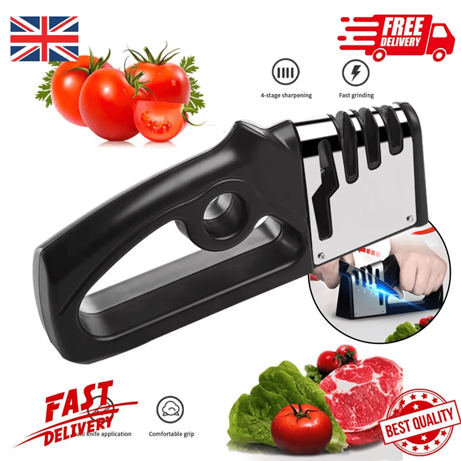 NetHong 4-In-1 Sharpener Professional Scissors Knife Adjustable NonSlip Kitchen Tool - Black - View 1