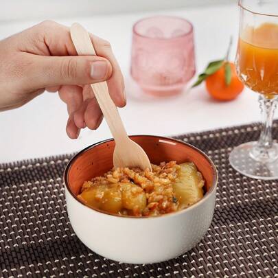 25/50/100/200/300pcs 6.3 Inch Grade A Disposable Wooden Spoons And Forks, Suitable For Salads, Noodles, Graduation Parties, Birthdays, Camping, Restaurants, Outdoor, Gatherings, Family Events
