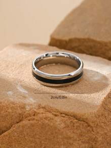 1 chiếc nhẫn nam bằng thép không gỉ thời trang phong cách Hip Hop Punk sọc đen. - nhẫn - Xem 4