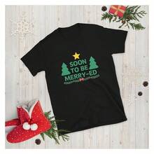 Soon To Be Merry-Ed, Festive Shirt, Engagement Shirt, Newlywed Shirt, Cistmas Shirt, Gifts For Her, Engagement Gifts, - Black - View 1