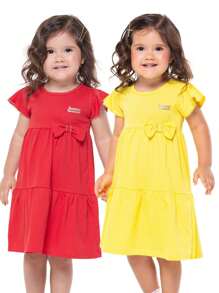 Kit 4 Children's Dress Summer Three Marias 100% Cotton With Bow - Assorted Kit Sizes 1 To 12 - Nhiều màu - Xem 10