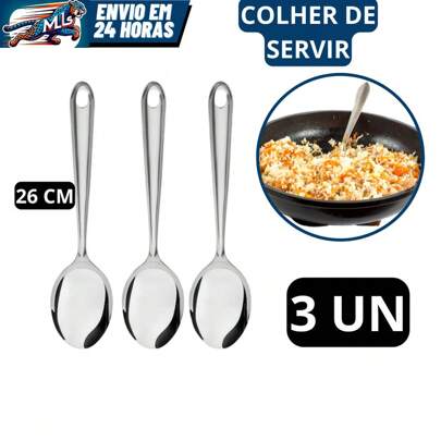 Kit 3 Colheres de Arroz GRANDE 26cm - Ideal para Casa, Restaurante e Buffet