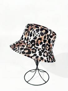 1 buc. Pălărie de găleată unisex de primăvară/vară cu imprimeu leopard, stil nou retro european și american, îmbrăcăminte versatilă pe două fețe, pălărie de soare ocazională la modă de stradă pentru uz zilnic