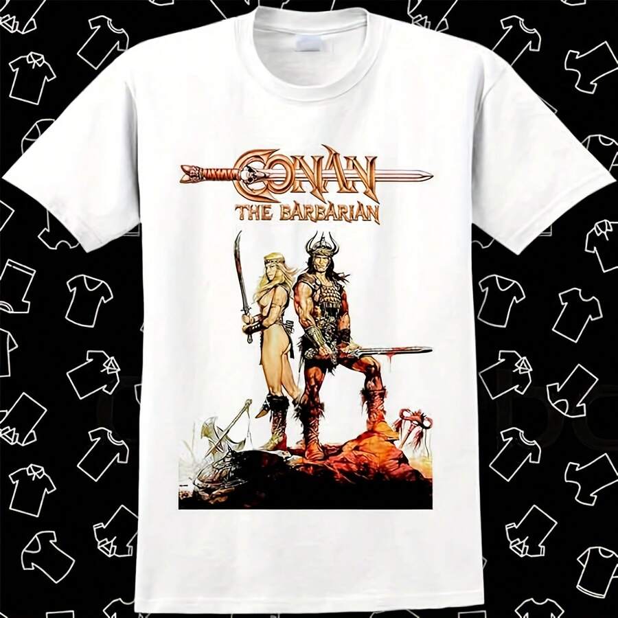 Conan The Barbarian Film Arnold GYM T Shirt Meme Gift Gamer Best Seller Top Uni Tee R847 - White - View 1