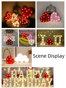 1 pieza Luz de decoración en forma de corazón romántico LED para propuesta sorpresa, lámpara de señal LED para decoración de fiesta, luz nocturna pequeña, adorno de exhibición para días festivos - luz cálida - Ver 4