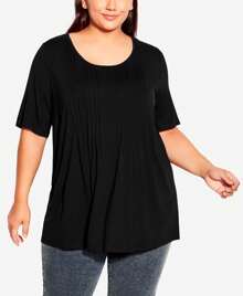 Plus Size Knit Pleated Top