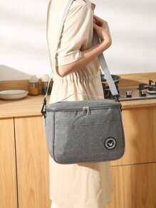 1 peça Bolsa de Almoço Isolada com Padrão de Urso - Caixa de Almoço Bolsa Térmica Macia Resfriadora para Homens e Mulheres Adultos, À Prova d'Água e Portátil para Escola e Escritório - Mantenha seus Alimentos Frescos e Saborosos (Cinza) Natal para Presente de Feriado