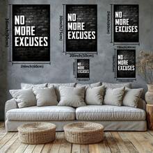 No More Excuses On Brick Wall Large Wooden Framed Wall Art Home Decor Canvas Painting- For Bedroom, Bathroom, Living Room, Office, Kitchen, Holiday Gift- 1pc - 彩色 - 查看 3